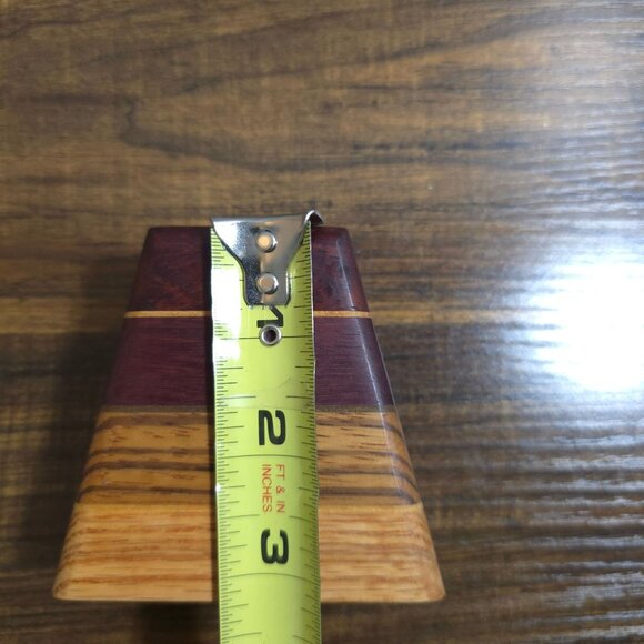 MCM Pyramid Salt & Pepper Shakers Striped Wood Grain Red Accents 2-Piece Set - Picture 9 of 14